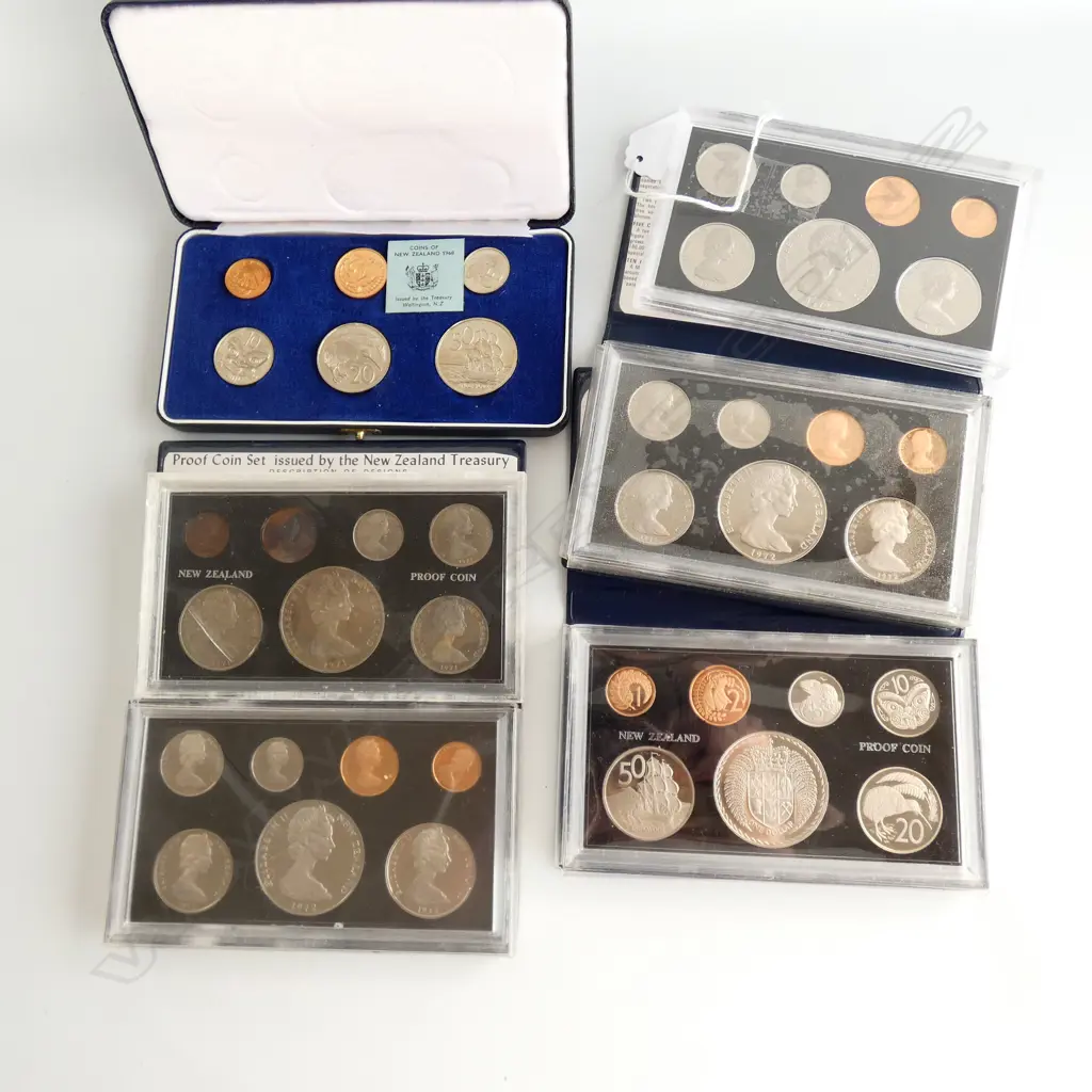 6 NZ PROOF COIN ISSUES C. 1970S Image 1++