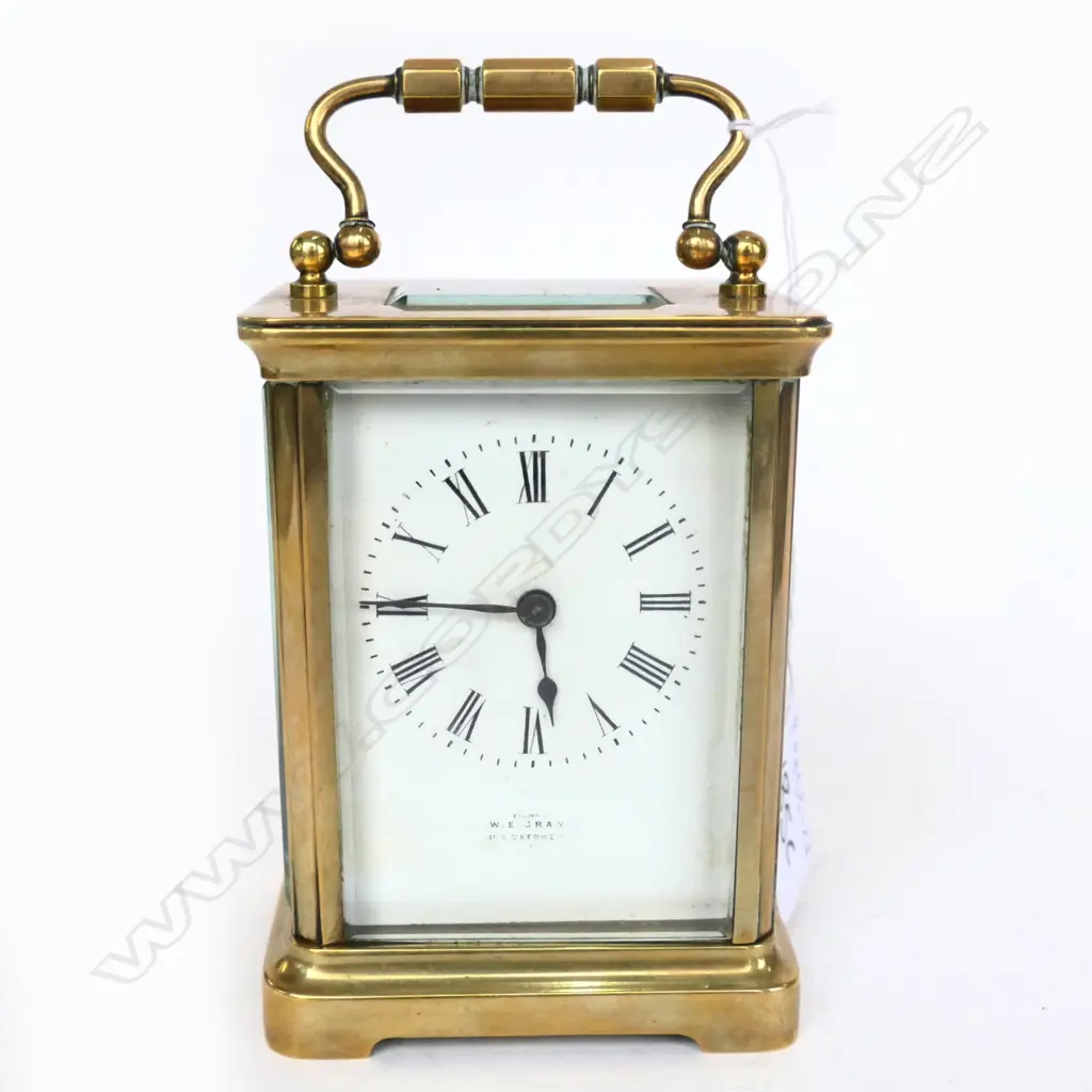 ENGLISH CARRIAGE CLOCK, W.E. GRAY, H 115MM Image 1++