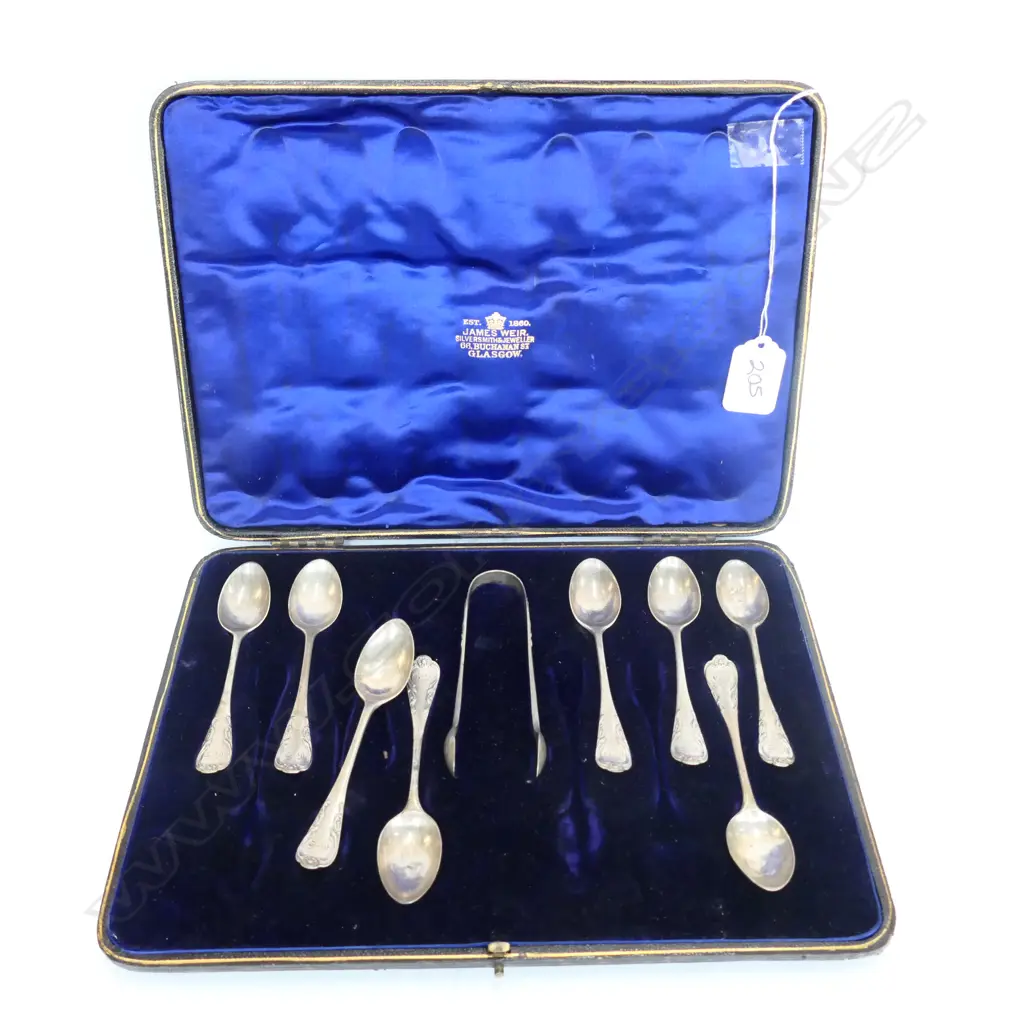 9 PIECE BOXED SILVER TEASPOON SET, LONDON 1902, ALL IN BOX FOR 12 PIECE SET Image 1++