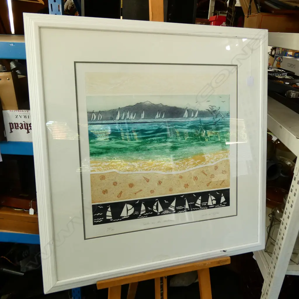 CYNTHIA TAYLOR LTD ED ETCHING 'SAILS ON THE HARBOUR' Image 1++