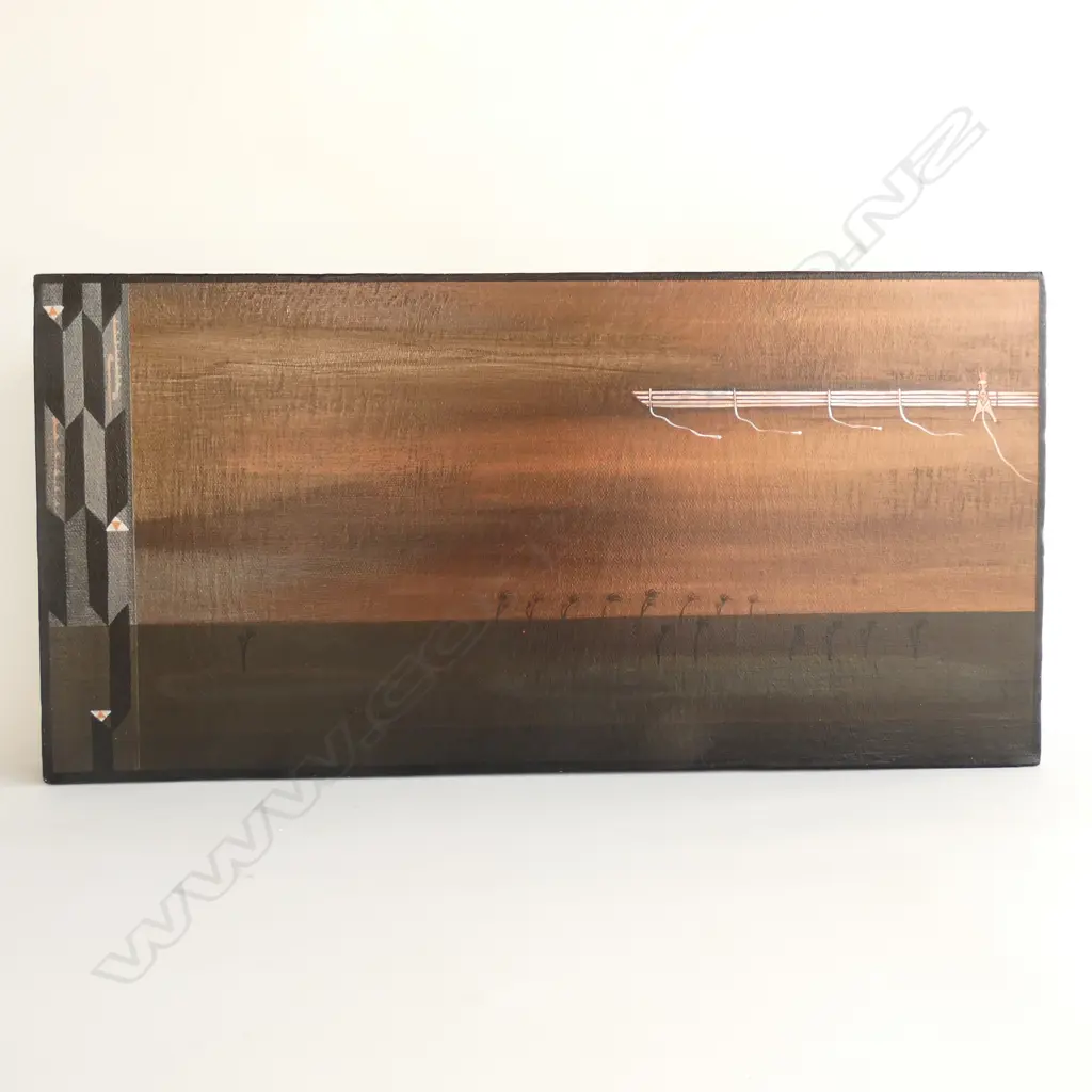 ANDREA HOPKINS 'WHEIAO - TRANSITION FROM DARK TO LIGHT I' ACRYLIC ON CANVAS 200 X 405MM Image 1++