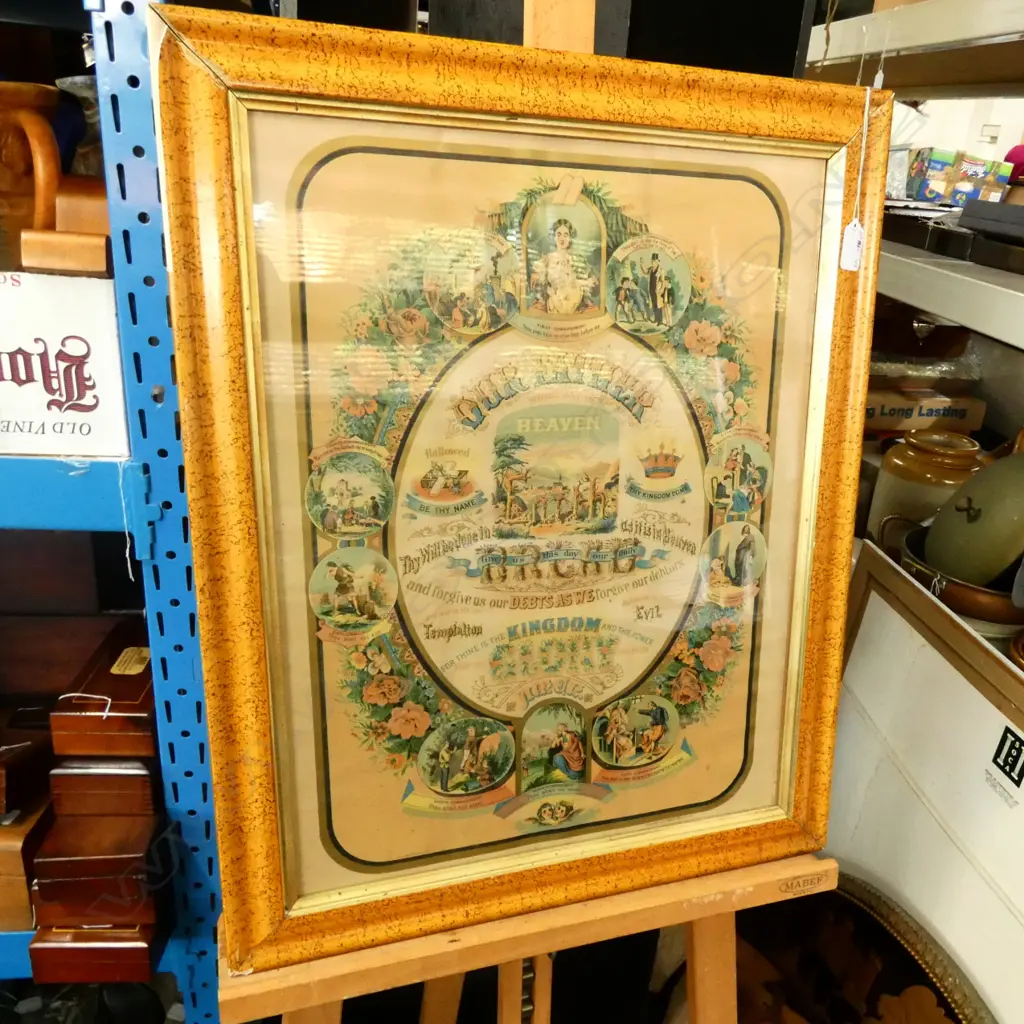 "THE 10 COMMANDMENTS" LITHOGRAPH ON PAPER PRINT , FRAMED Image 1++