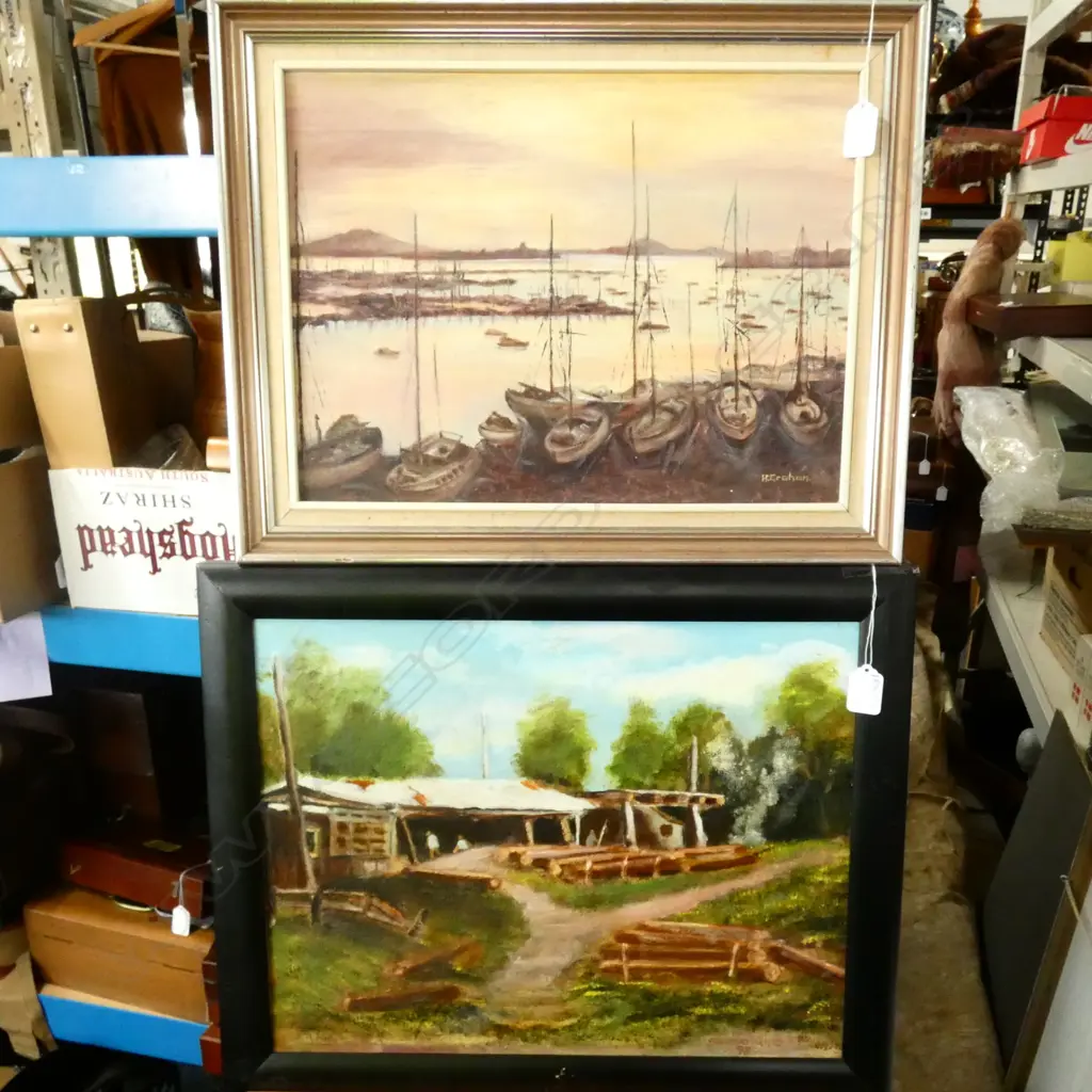 H. GRAHAM 'WAITEMATA SUNRISE' FROM WESTHAVEN OIL ON BOARD 395 X 290 IMAGE + ANOTHER Image 1++