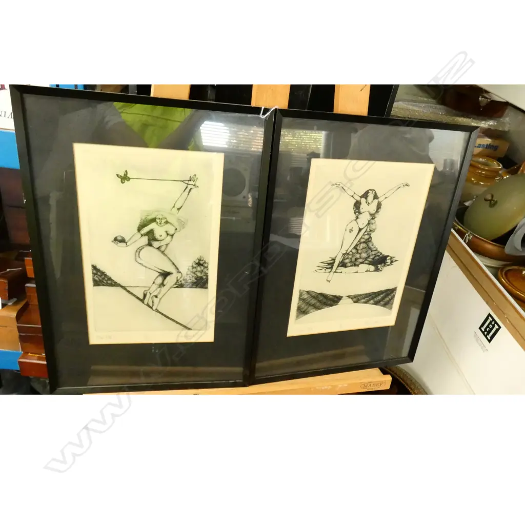 2X  ART WORKS BY C A CAMPBELL "TWIN JETS" 3/20 & "THE KITE" 2/15 BOTH SIGNED AND DATED Image 1++