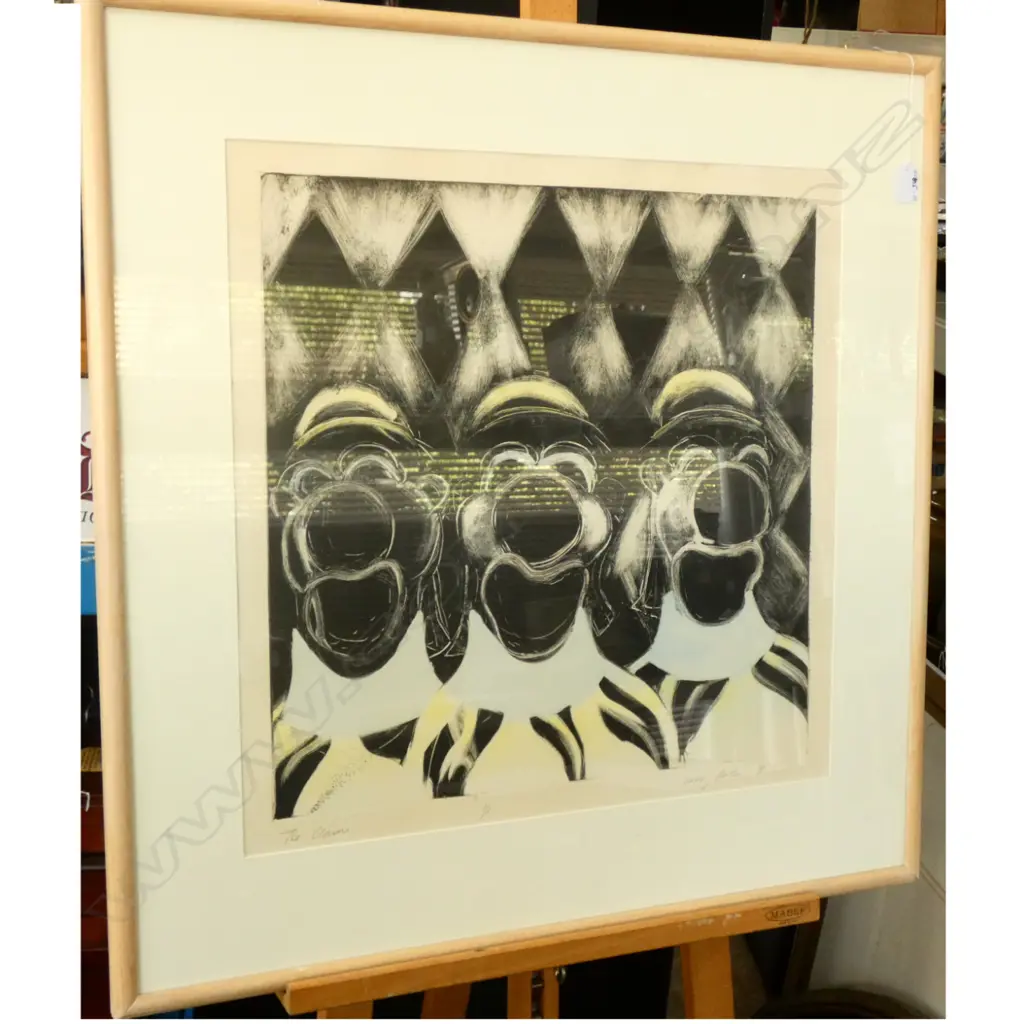 "THE CLOWN" BY KATHY BARTHEA . MIX MEDIA ON PAPER SIGNED AND DATED. Image 1++