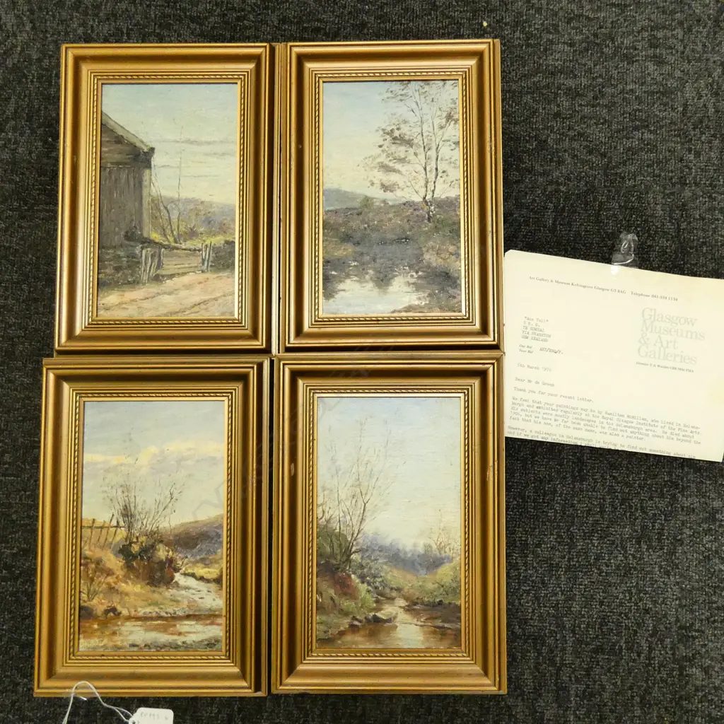 4 SMALL OILS BY HAMILTON McMILLAN (SCOTTISH 19thC) Image 1++