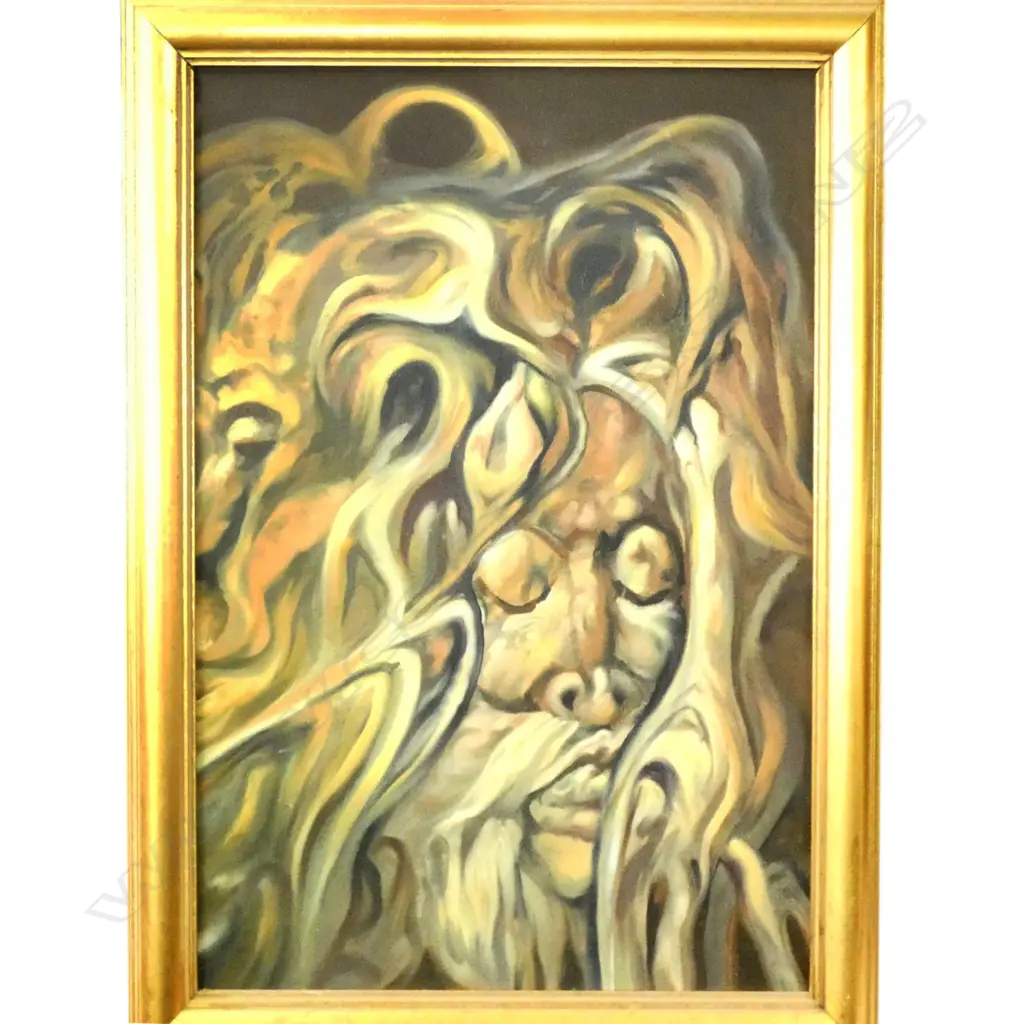 SURREALISTIC OIL ON CANVAS ON A GILD FRAME , UNSIGNED Image 1++