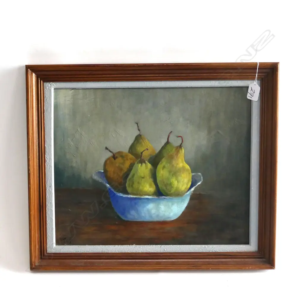 OIL PAINTING BY J TOFT STILL LIFE PEARS, 420x550mm Image 1++