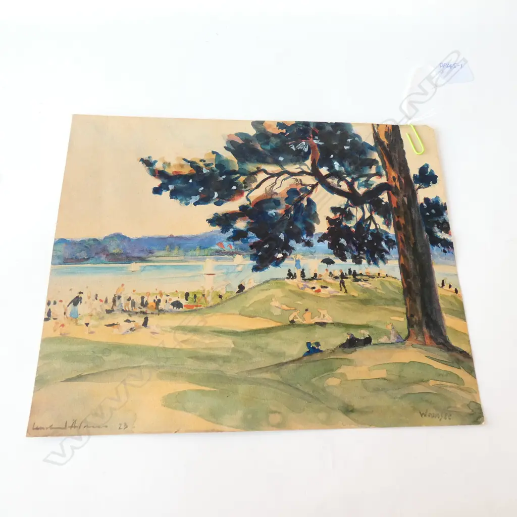 1923 W/C BY L.ADAMS ? RIVER SIDE FIGURES 'WANNSEE' ... Image 1++