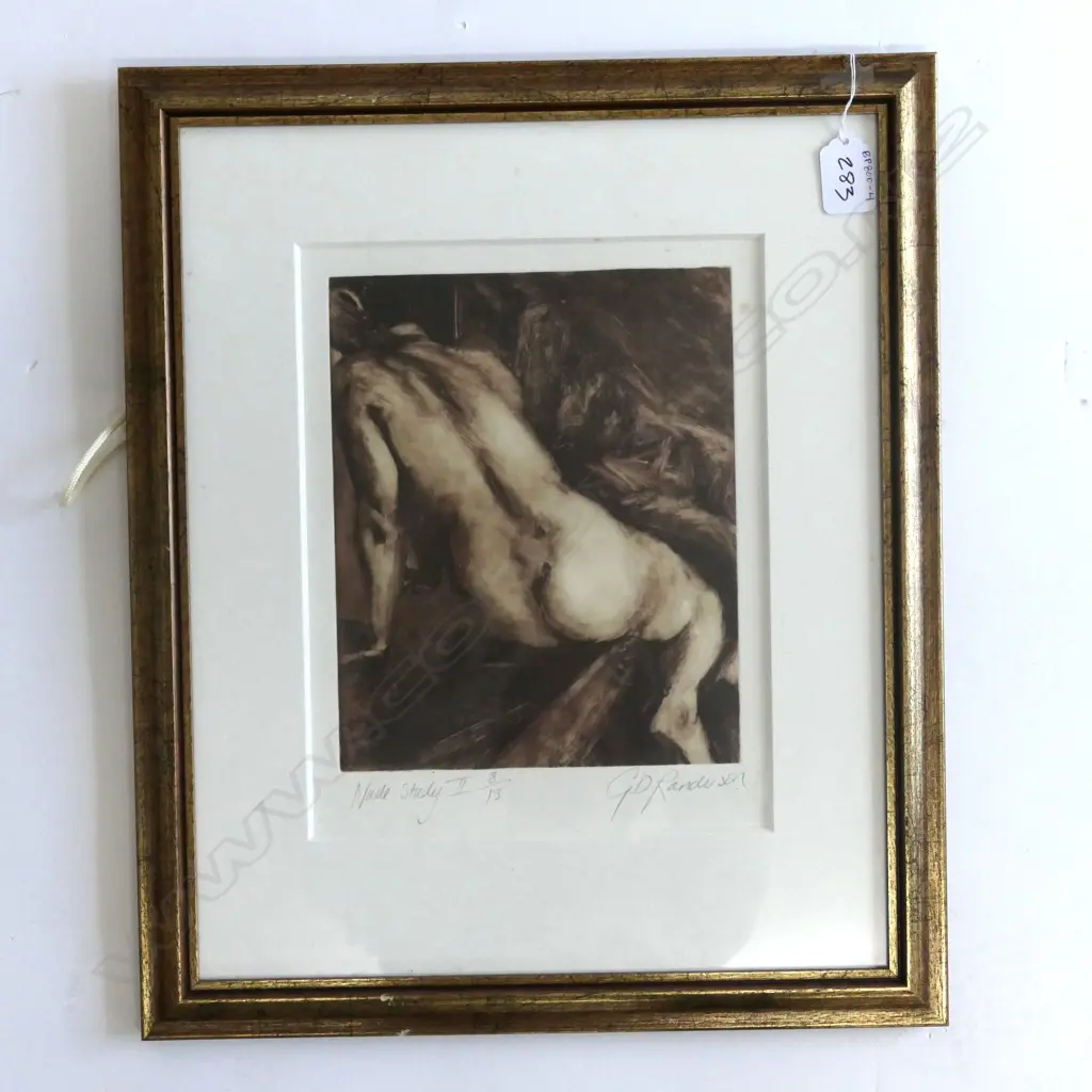 ART WORK ON PAPER OF FRAMED NUDE STUDY SIGNED G.D RANDERSON 8/15 Image 1++