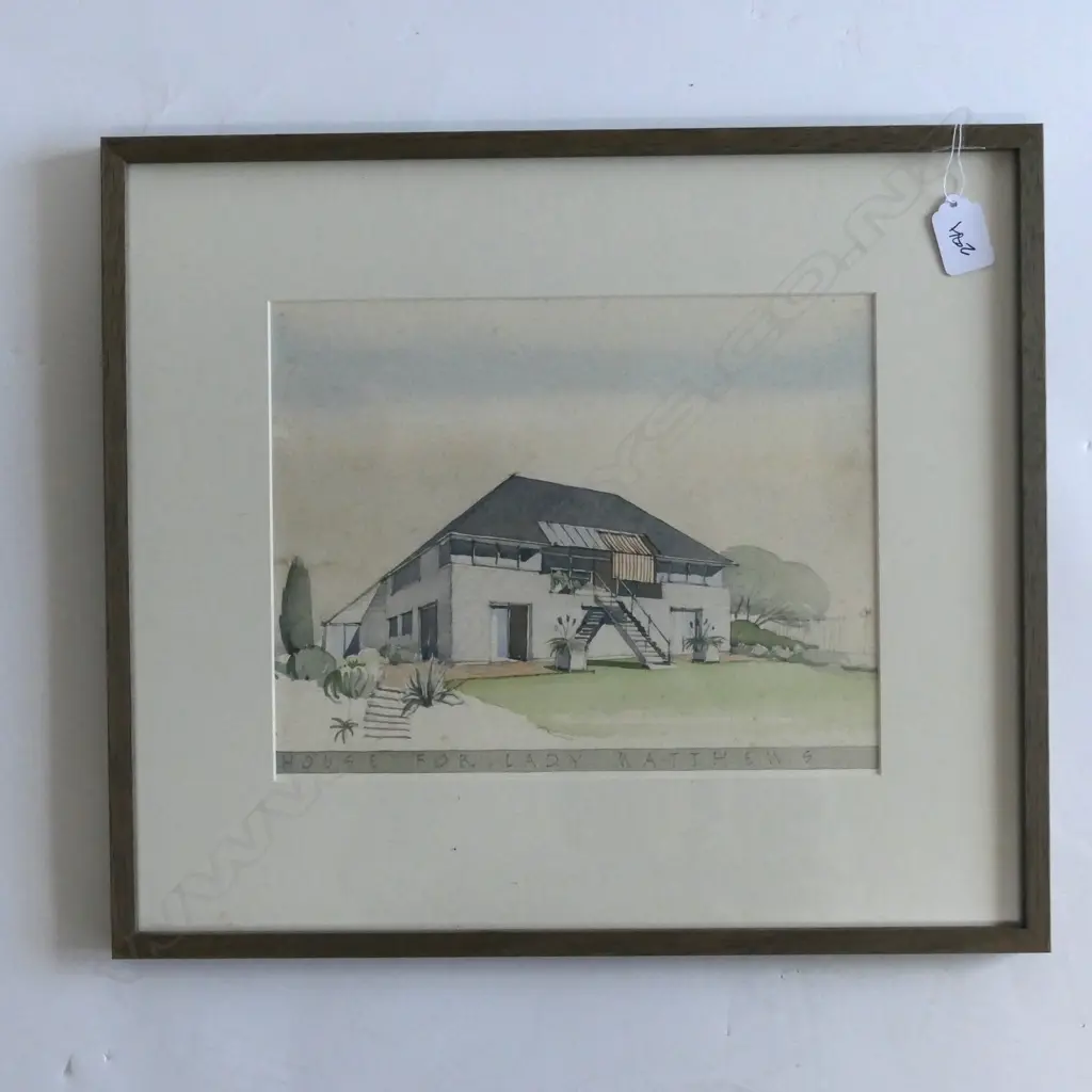 FRAMED WATERCOLOUR ON PAPER "HOUSE FOR LADY MATTHEWS" BY SIR MILES Image 1++