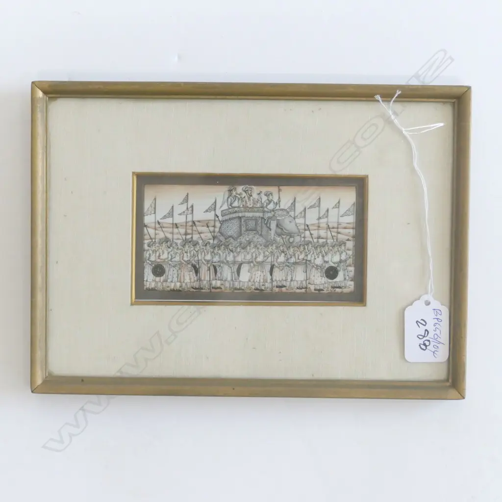 PAINTED INDIAN SCENE ON IVORY 110 X 60 MM Image 1++