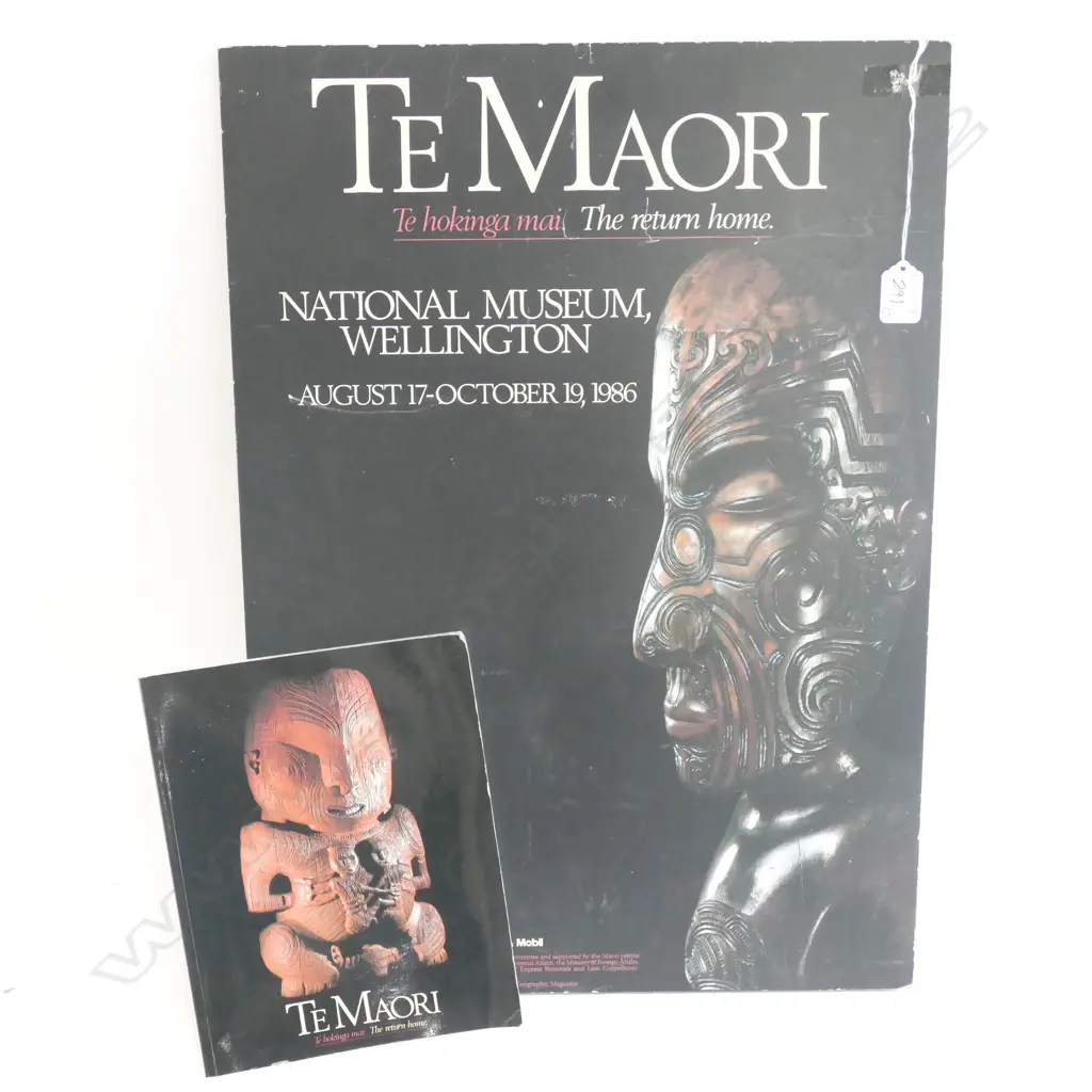 ORIGINAL 1986 TE MAORI EXHIBITION ADVERTISING POSTER + ORIGINAL BOOK 600MM Image 1++