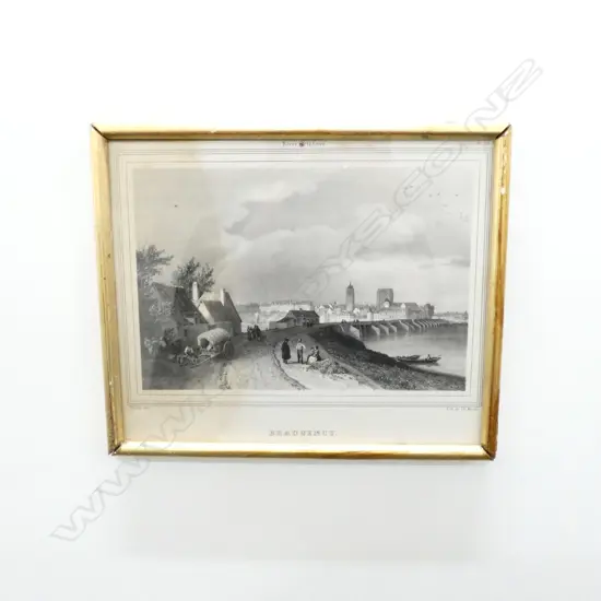 FRAMED LITHOGRAPH OF "RIVES LA OF LOIRE"  L 400MM H 200MM