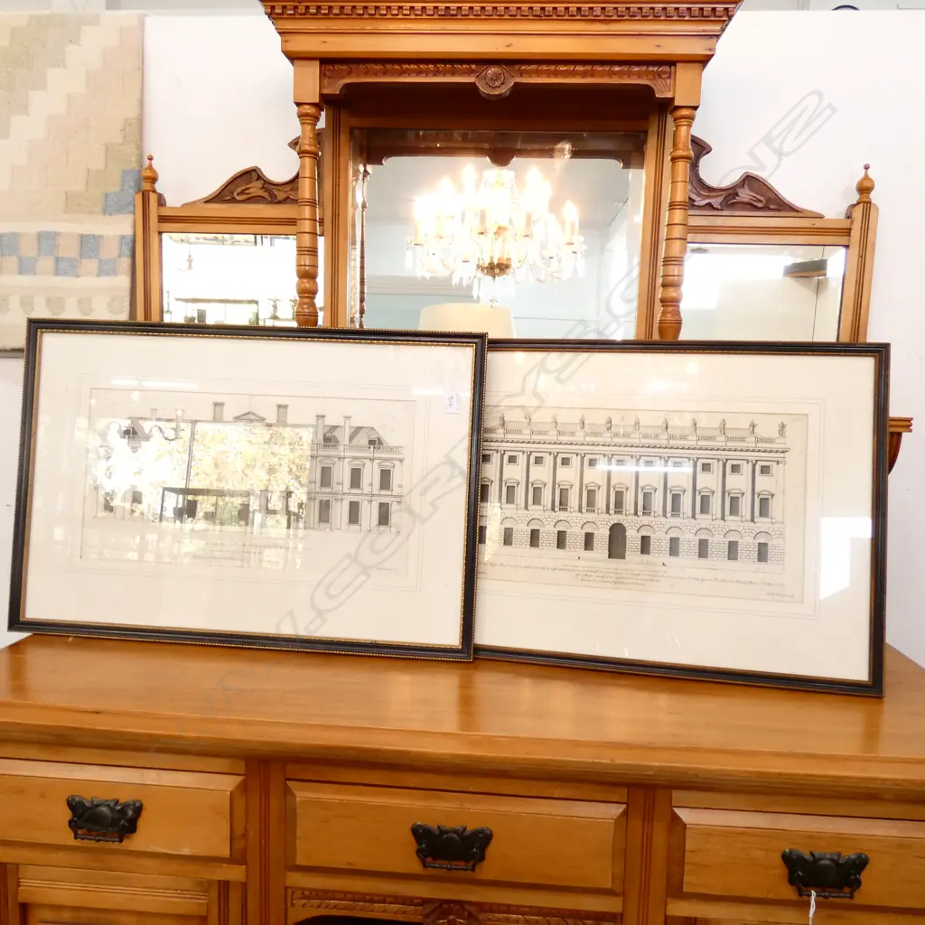 PR OF FRAMED GEORGIAN ARCHITECTURAL LITHOGRAPHS Image 1++