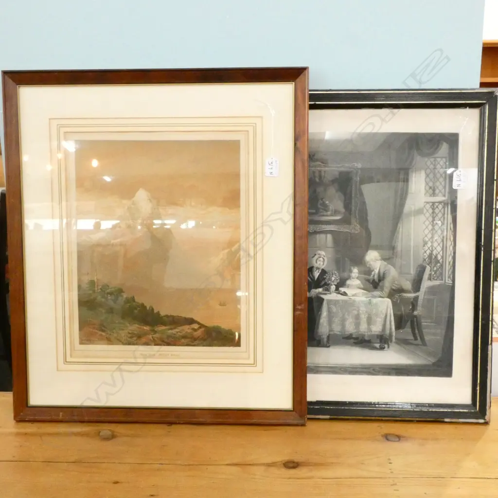 FRAMED LITHO MITRE PEAK & VICTORIAN PRINT Image 1++