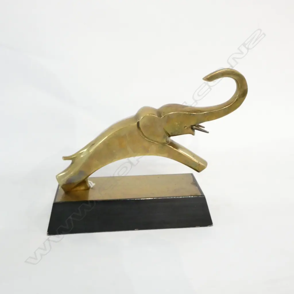 ART DECO INSPIRED BRASS CUBIST MODEL RUNNING ELEPHANT Image 1++