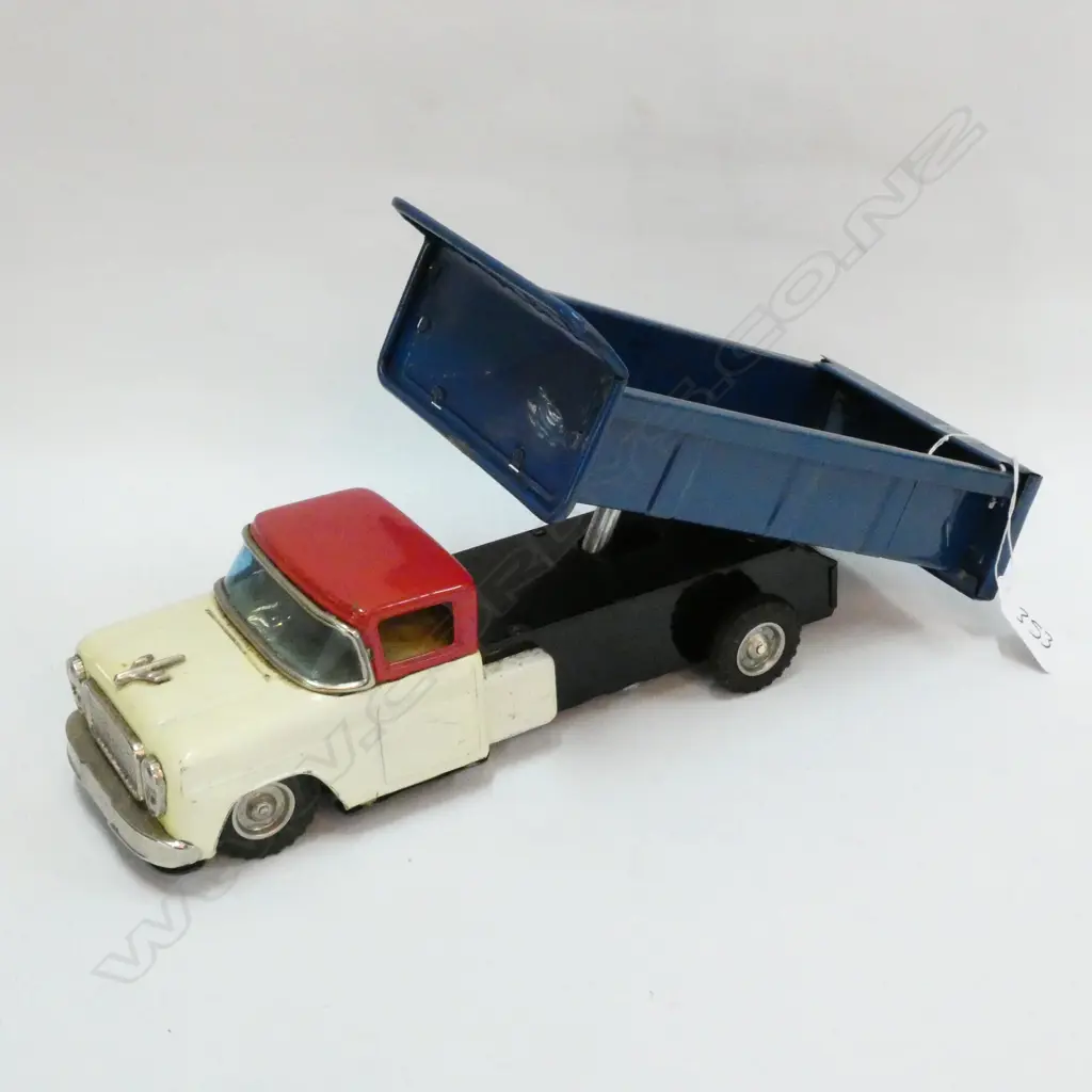 JAPANESE TINPLATE LEVER ACTION TIP TRUCK WORKING CONDITION Image 1++