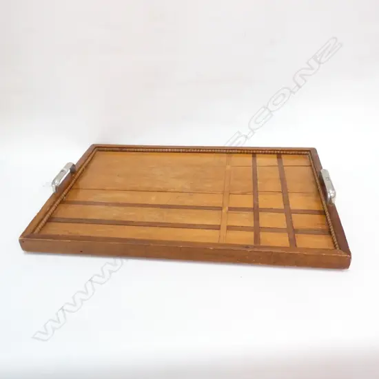 TIMBER & SILVER HANDLES CRAFTS TRAY