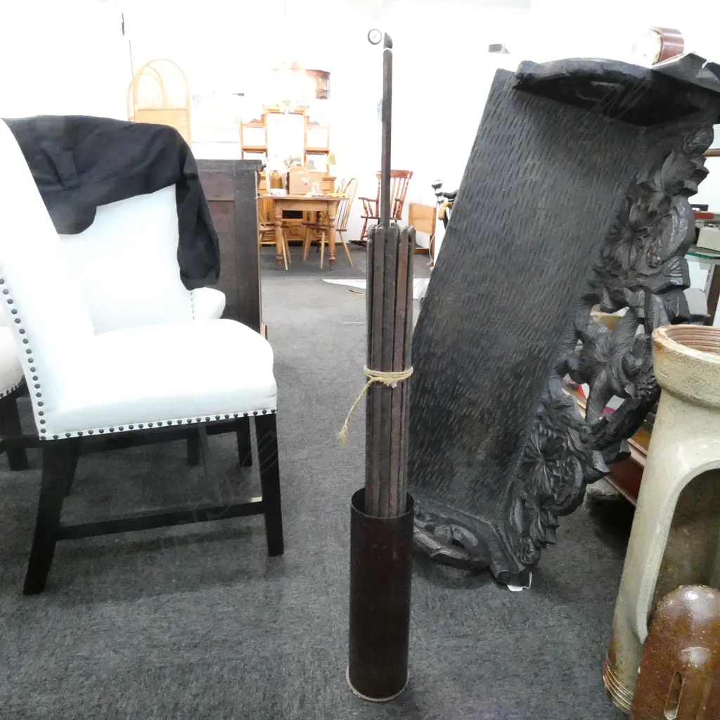 WWII CARTRIDGE SHELL + WOODEN STICKS Image 1++