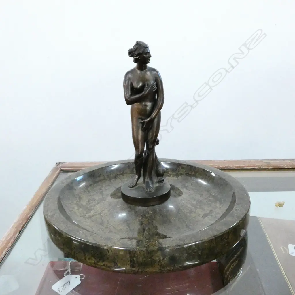 MARBLE BASED BRONZE? LADY, DISHED SCULPTURE, H.200mm Image 1++