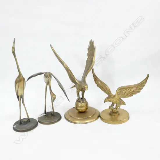 2 PRS BRASS BIRDS; CRANE & EAGLE H. 260MM