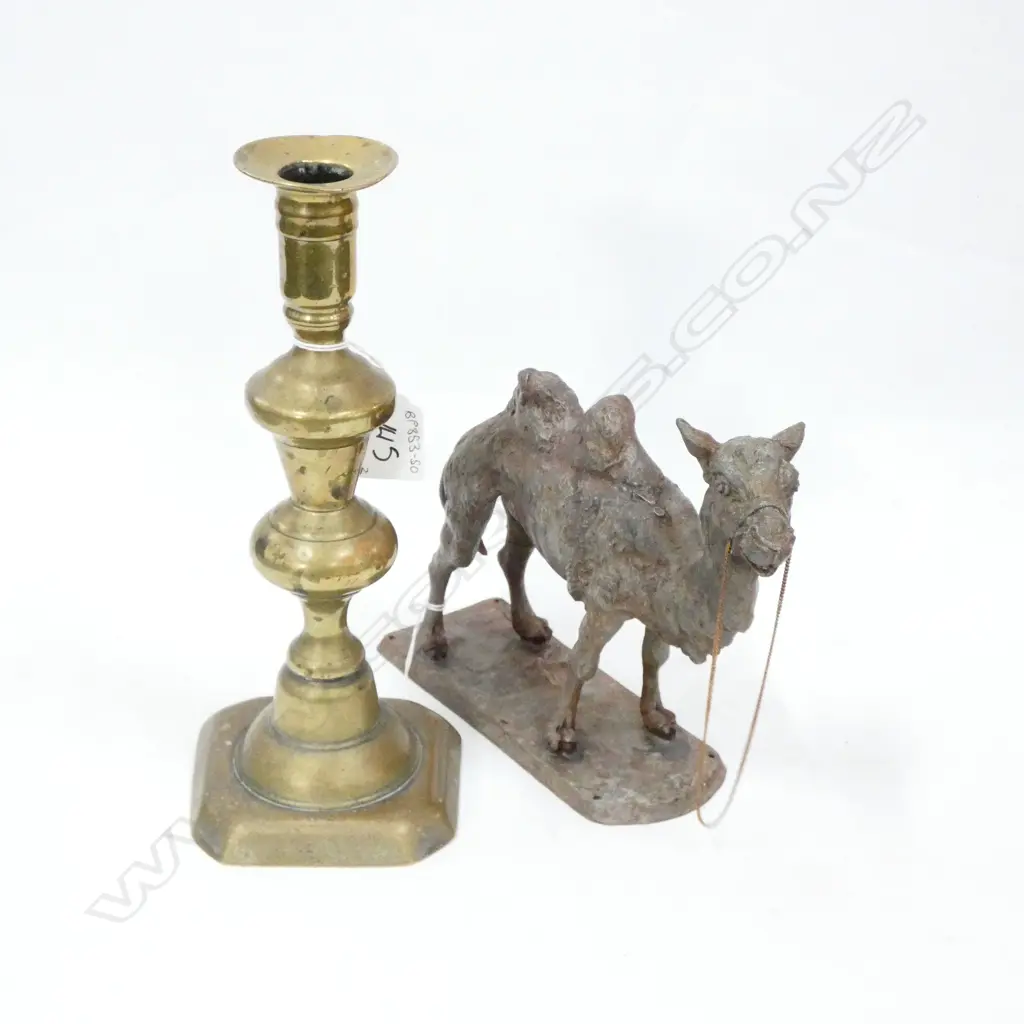 BRASS CANDLESTICK + CAMEL SCULPTURE Image 1++