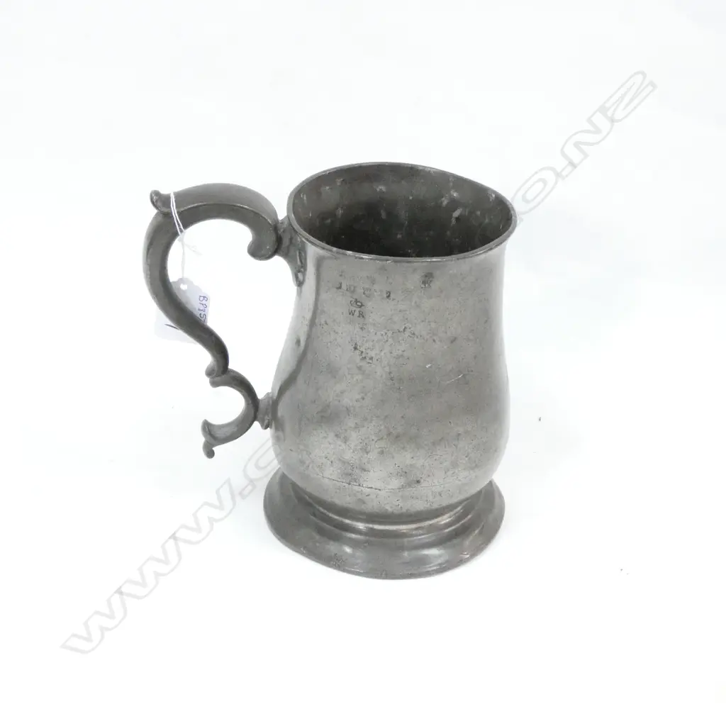 LARGE 19TH C PEWTER MUG H,160MM, IMPRESSED TOUCH MARKS Image 1++