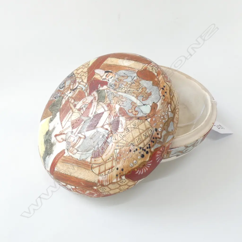 c1900 JAPANESE SATSUMA LIDDED POT Dia.140mm Image 1++