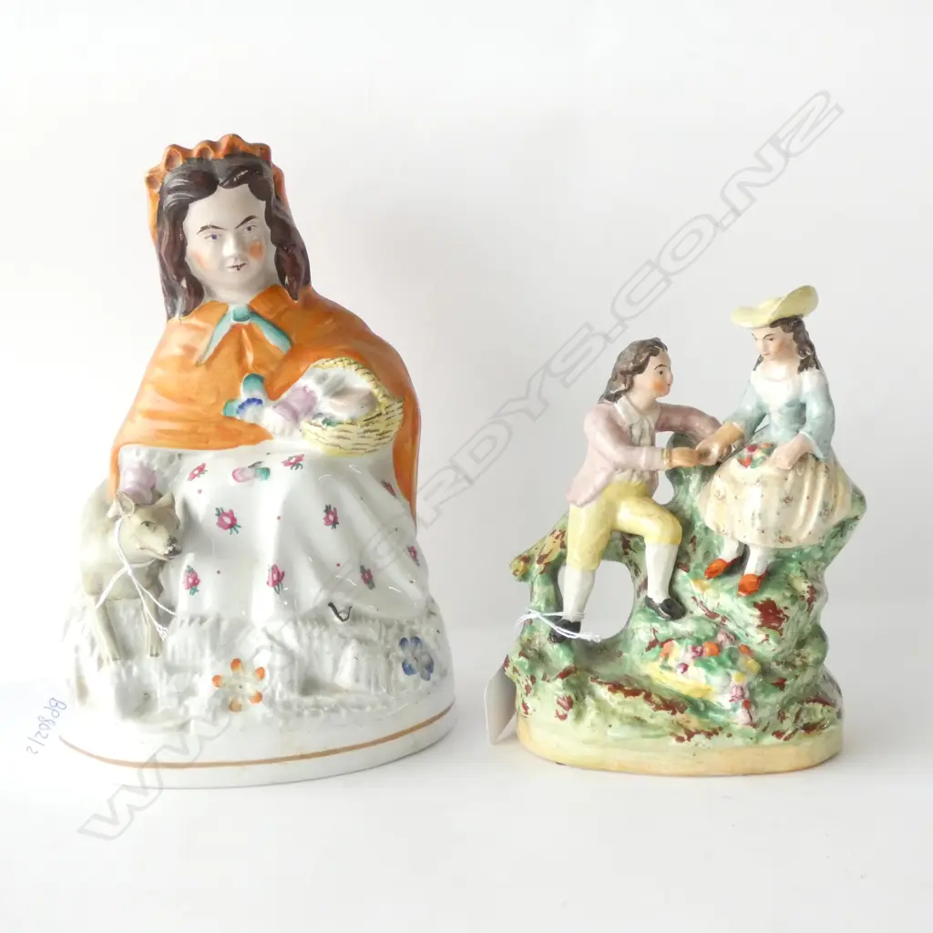 2 STAFFORDSHIRE FIGURES; ROBIN HOOD & COURTING COUPLE H. 200MM Image 1++