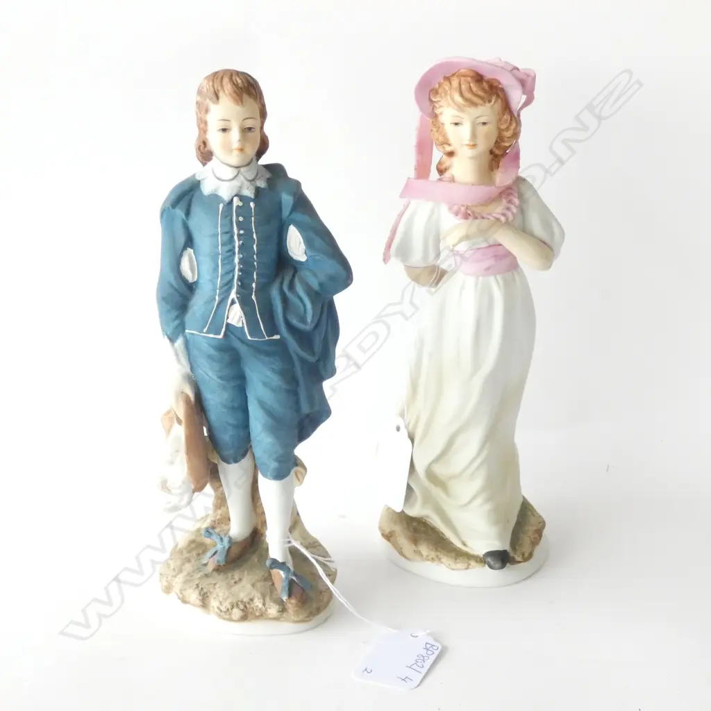 TWO PORCELAIN FIGURES; GAINSBOROGH GIRL & BLUE BOY H. 200MM Image 1++