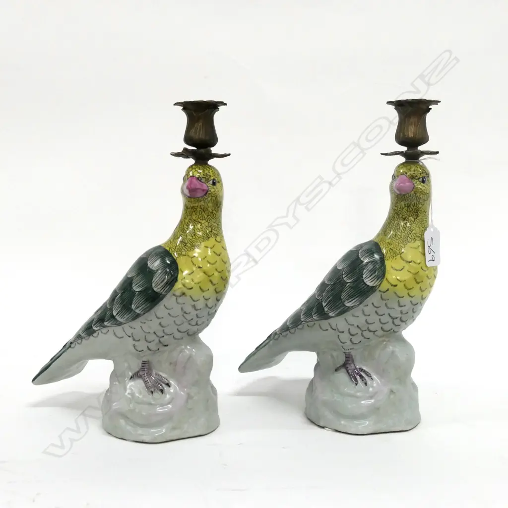 PAIR OF CHINA BIRD CANDLESTICKS Image 1++
