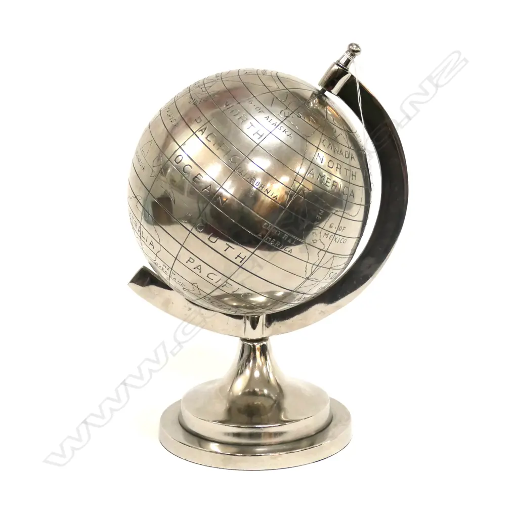 SILVER PLATE SPINNING GLOBE H.330mm Image 1++