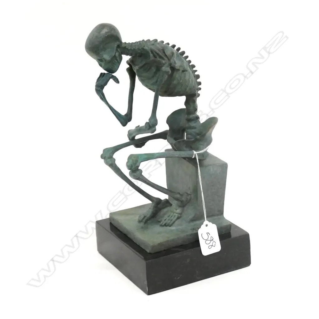 MODERN BRONZE SEATED SKELETON, H.300mm Image 1++