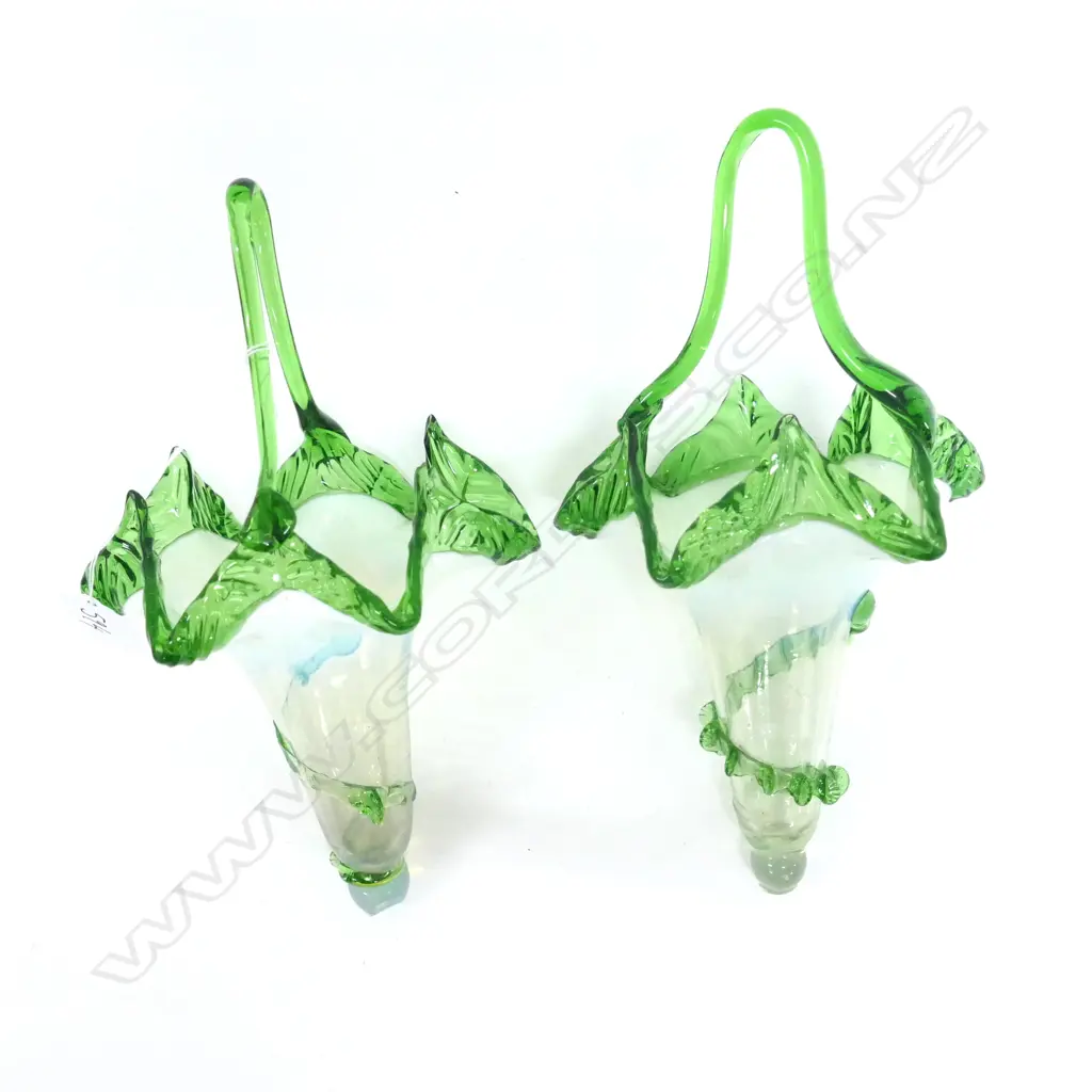 2 VICT GLASS EPERGNE BASKETS MINOR FAULTS H 220MM Image 1++