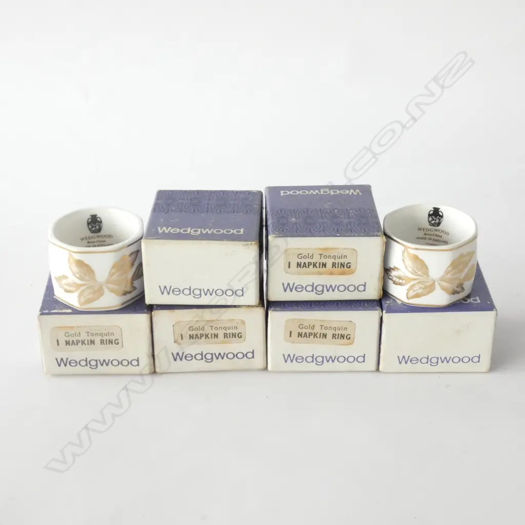 SIX WEDGWOOD "GOLD TONQUIN" NAPKIN RINGS (ALL BOXED) Image 1++