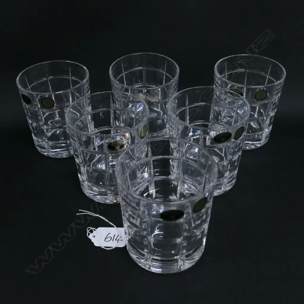6 BOXED BOHEMIA CRYSTAL TUMBLERS Image 1++