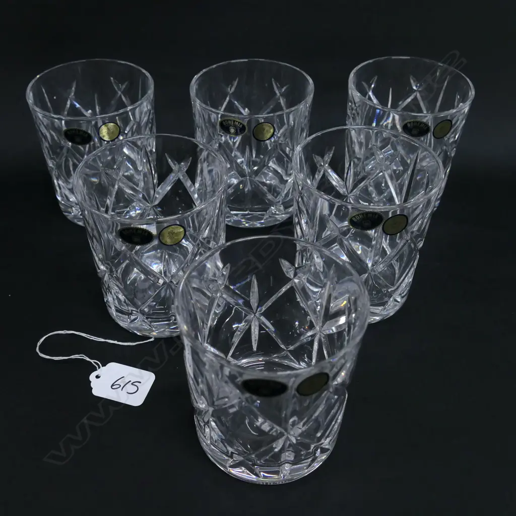 6 BOXED BOHEMIA CRYSTAL TUMBLERS Image 1++