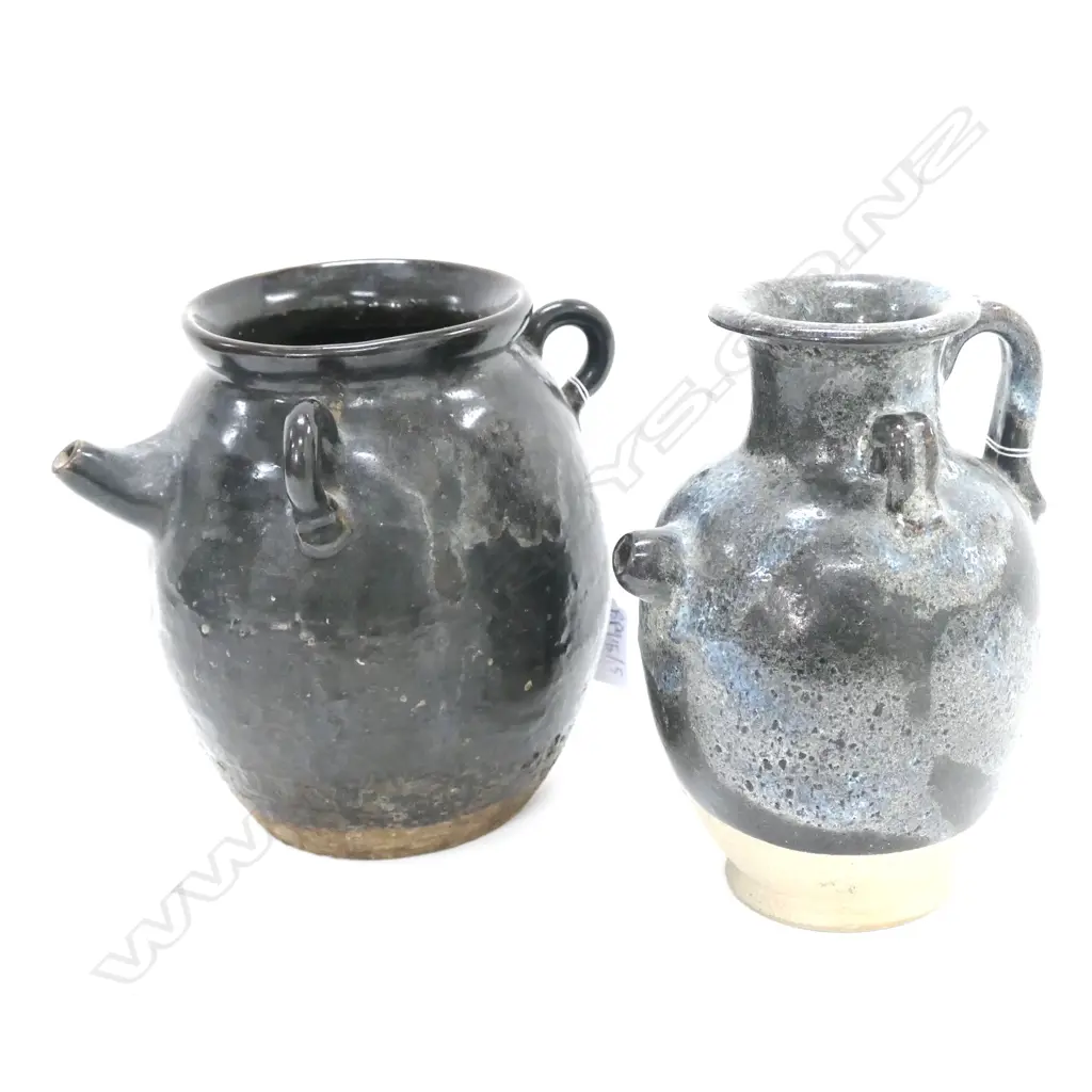 2 CHINESE JUGS DARK GLAZE Image 1++