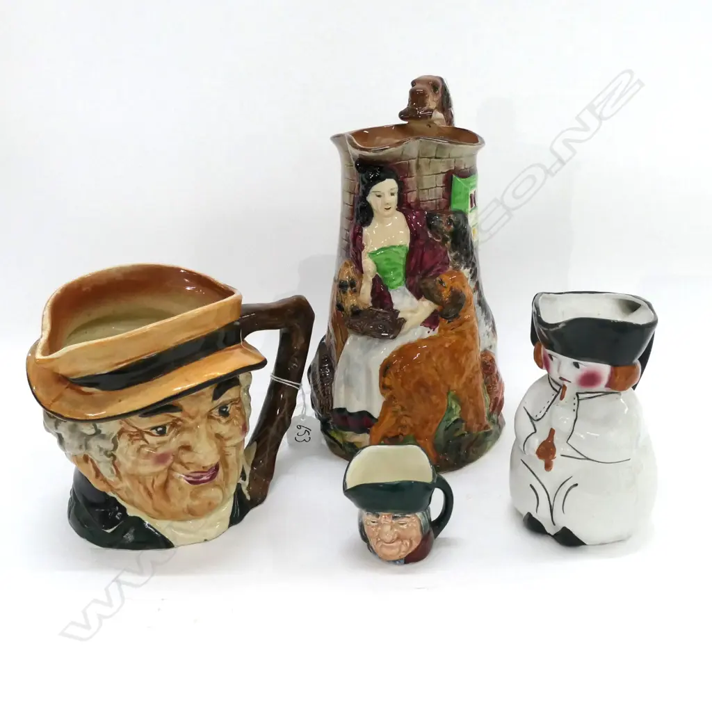 LARGE BURLIEGH WARE JUG + 3 VINTAGE TOBY JUGS Image 1++