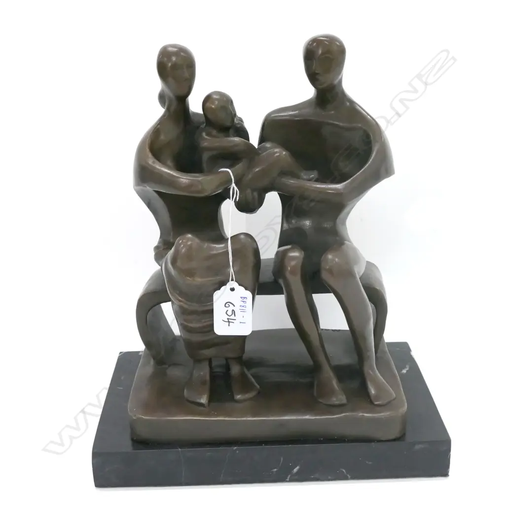 'MOORE' MODERN BRONZE STYLISED FIGURE GROUP Image 1++