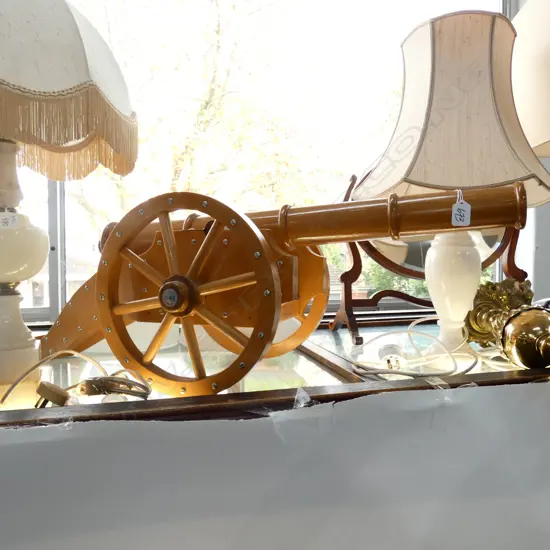 CARVED & TURNED WOODEN CANNON L.955mm