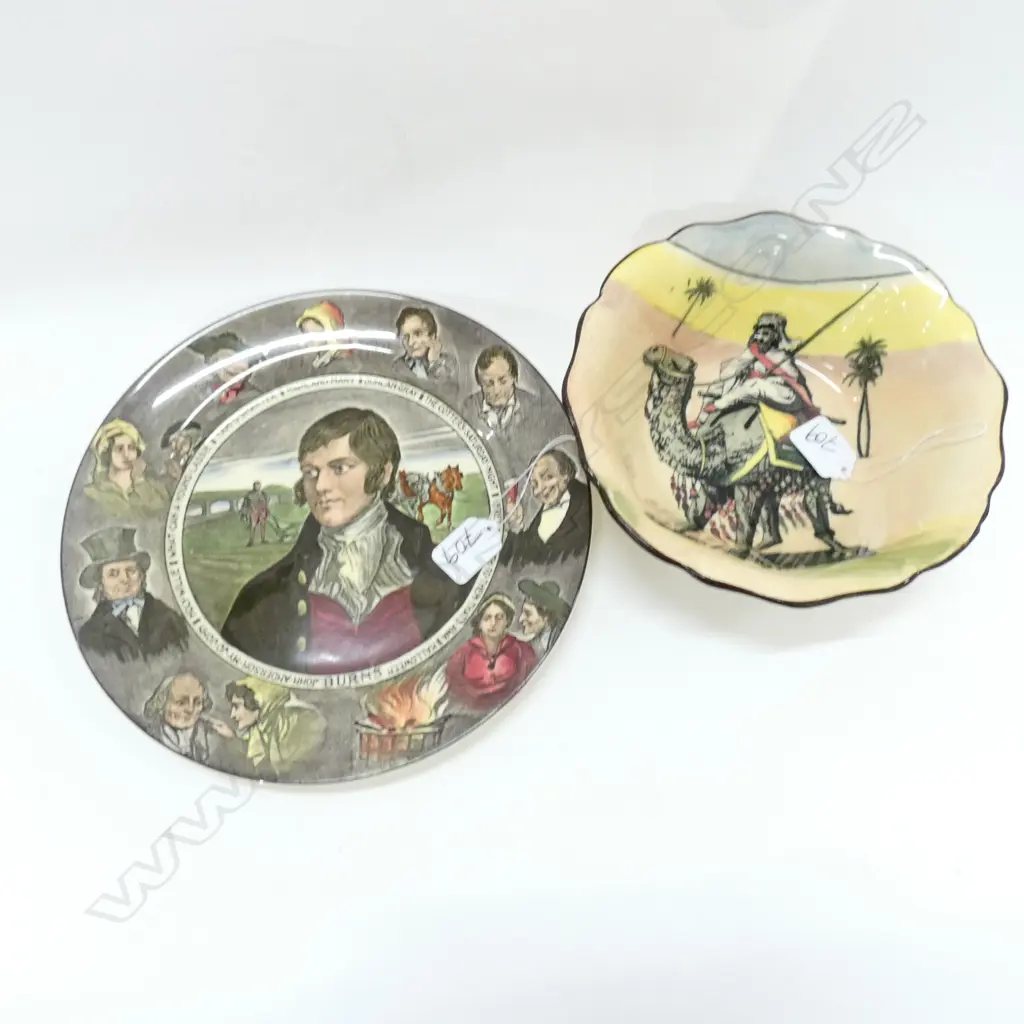 2 X R/DOULTON PIECES, 1 ROBBIE BURNS PLATE 260MM, DESERT SCENE BOWL, D 210MM Image 1++