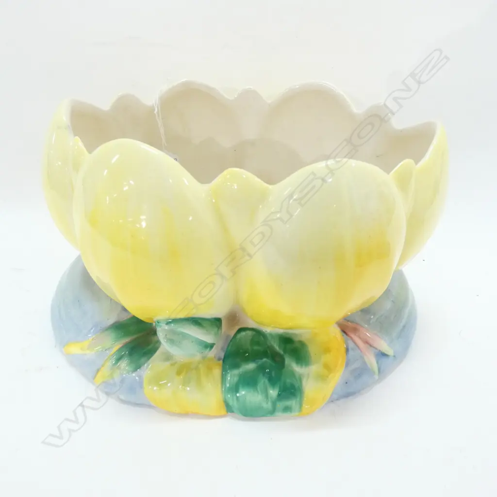 CLARICE CLIFFE LILY VASE, YELLOW, H.130mm Image 1++