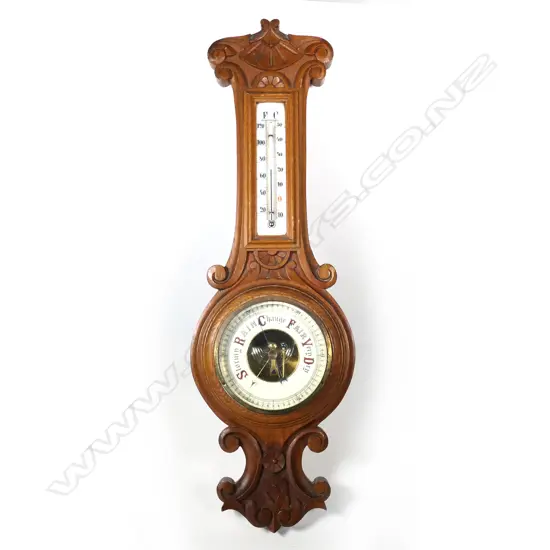 VICTORIAN OAK BANJO BAROMETER, H.580mm