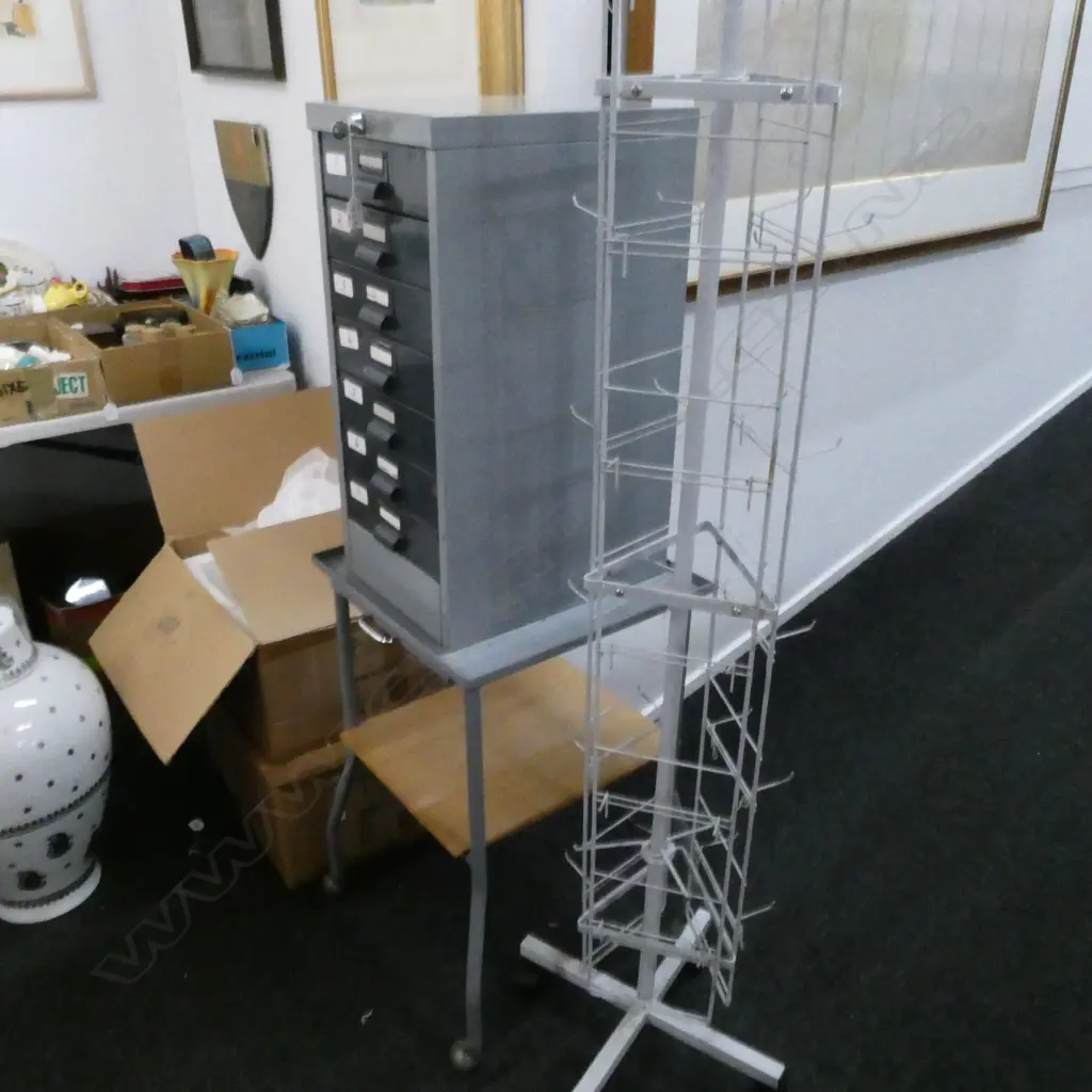 MULTI DRAWER FILER & METAL TROLLEY ON CASTERS Image 1++