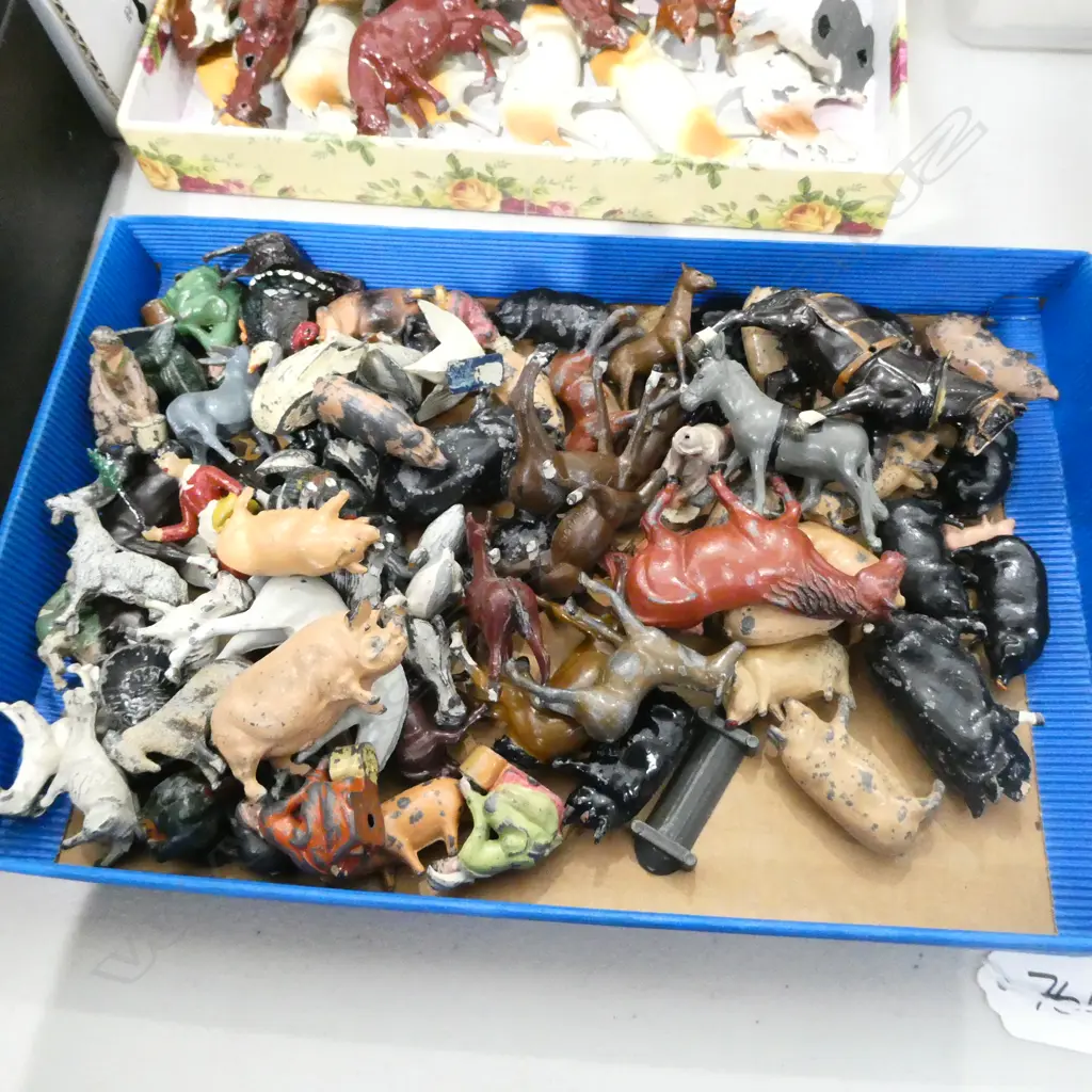COLLECTION OF SMALL SCALE LEAD FARM ANIMALS; DUCKS, HORSES, ETC; J. HILL & CO, ETC Image 1++