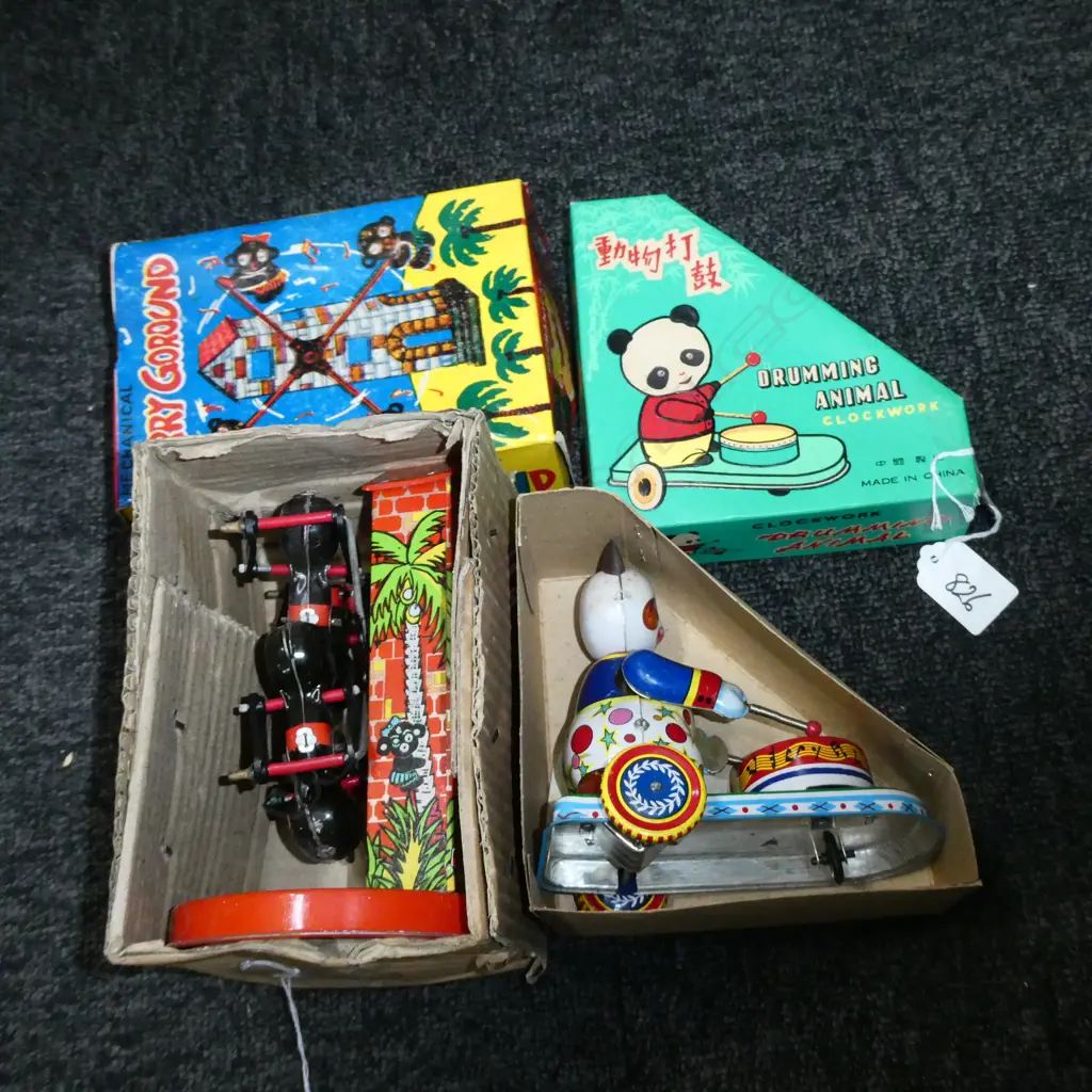 2 WIND UP TOYS; DRUMMING PANDA & MERRY GOROUND Image 1++