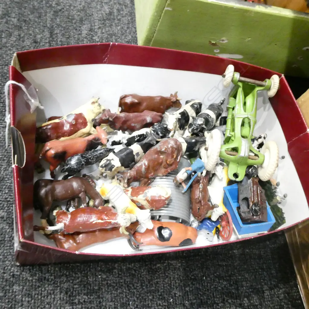 COLLECTION OF SMALL SCALE LEAD FARM ANIMAL TOYS; J. HILL & CO, ETC Image 1++