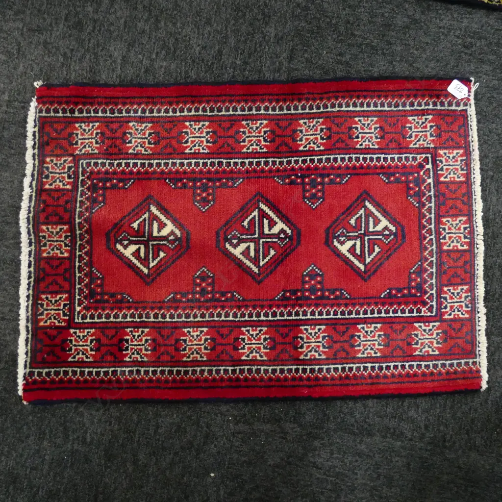 #92A PERSIAN TORKAMAN HAND KNOTTED ALL WOOL RUG 800 X 560MM Image 1++